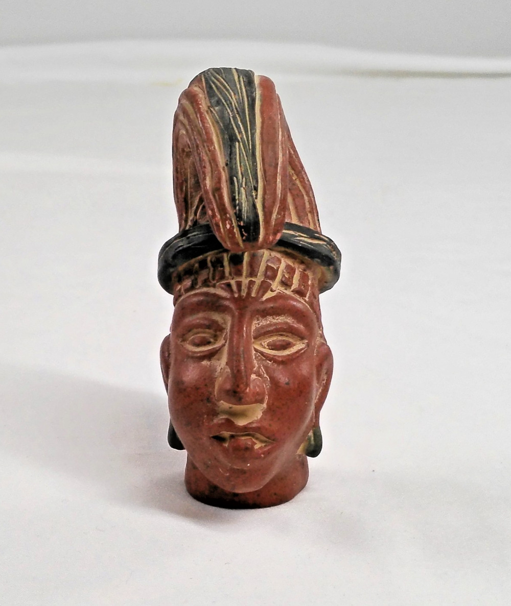 African Tribal Head Bust Figurine Hand Carved Style Resin Art Statue 4.5in in H